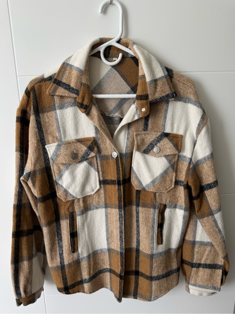 Plaid Button-Up Shacket Jacket - Picture 2 of 5